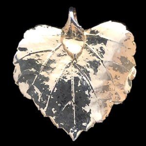 VINTAGE gold dipped leaf heart necklace pendant